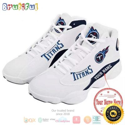 Personalized Tennessee Titans Football Nfl Team Logo Custom White Air Jordan 13 Shoes