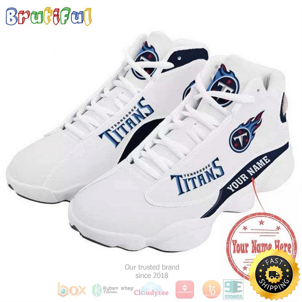 Personalized Tennessee Titans Football Nfl Team Logo Custom White Air Jordan 13 Shoes Personalized Tennessee Titans Football Nfl Team Logo Custom White Air Jordan 13 Shoes