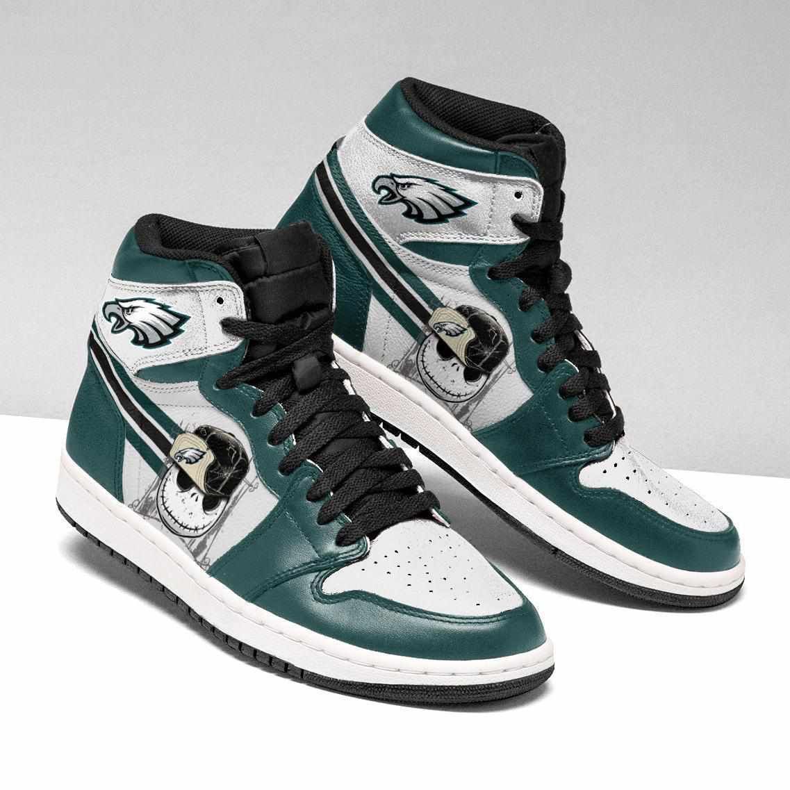 NFL Philadelphia Eagles Jack Skellington Air Jordan 1 High Sneakers NFL Philadelphia Eagles Jack Skellington Air Jordan 1 High Sneakers