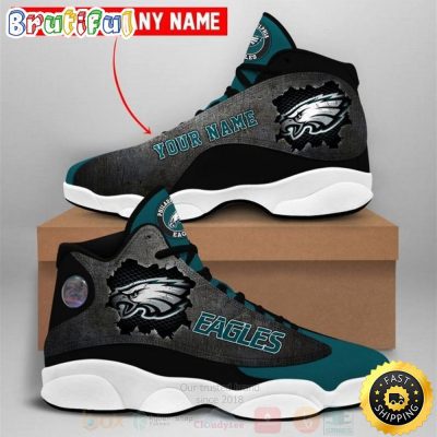 Philadelphia Eagles Nfl Big Logo Football Team Custom Name Air Jordan 13 Shoes