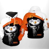 NBA Phoenix Suns Black Orange Punisher Skull Pullover Hoodie