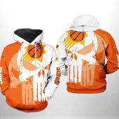 NBA Phoenix Suns White Orange Punisher Skull Pullover Hoodie