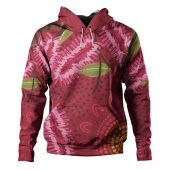 Australia Flowers Aboriginal Hoodie - Pink Bottle Brush Flora In Indigenous Painting Hoodie