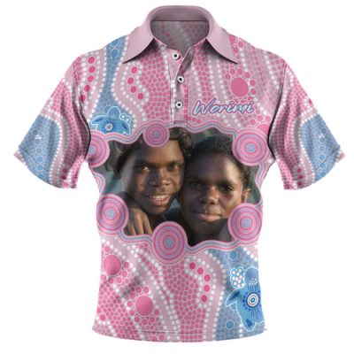 Australia Personalised Aboriginal Custom Polo Shirt - River And Turtles Dot Art Painting Pink Polo Shirt