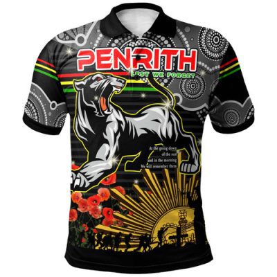 Penrith Panthers Anzac Custom Polo Shirt - Anzac Rugby Aboriginal Inspired Pattern Polo Shirt