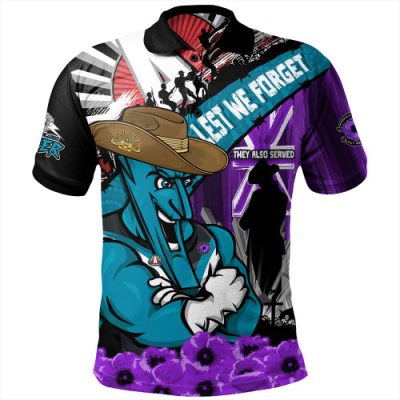Port Adelaide Polo Shirt ANZAC Day Honor Purple Valor And Spirit