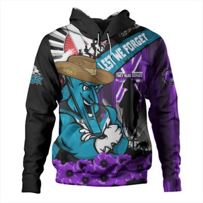 Port Adelaide Hoodie ANZAC Day Honor Purple Valor And Spirit