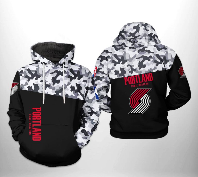 NBA Portland Trail Blazers Black Camo Pullover Hoodie NBA Portland Trail Blazers Black Camo Pullover Hoodie