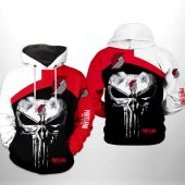 NBA Portland Trail Blazers Black Red Punisher Skull Pullover Hoodie
