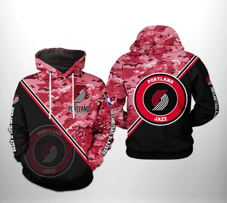 NBA Portland Trail Blazers Black Red Camo Pullover Hoodie NBA Portland Trail Blazers Black Red Camo Pullover Hoodie