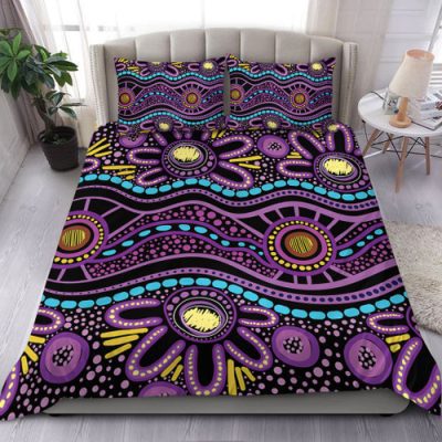 Australia Aboriginal Bedding Set - Purple Aboriginal Dot Bedding Set