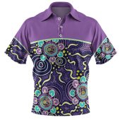 Australia Aboriginal Custom Polo Shirt - Purple Painting With Aboriginal Inspired Dot Polo Shirt