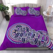 Australia Aboriginal Bedding Set - Purple Rainbow Serpent Dreaming Inspired Bedding Set