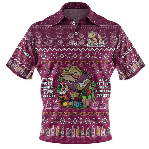 Queensland Cane Toads Christmas Custom Polo Shirt - Chrissie Spirit Polo Shirt Queensland Cane Toads Christmas Custom Polo Shirt - Chrissie Spirit Polo Shirt