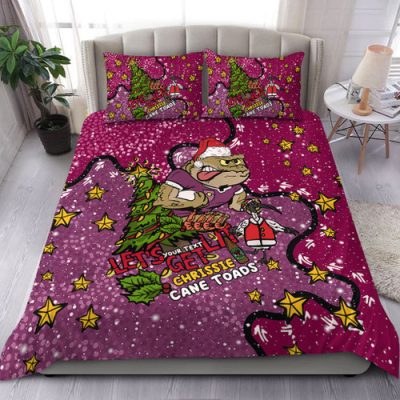 Queensland Cane Toads Christmas Custom Bedding Set - Let's Get Lit Chrisse Pressie Bedding Set