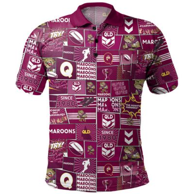 Queensland Sport Polo Shirt - Team Of Us Die Hard Fan Supporters Comic Style