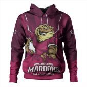 Queensland Maroons Hoodie Strong Fighting Flame Go Maroons