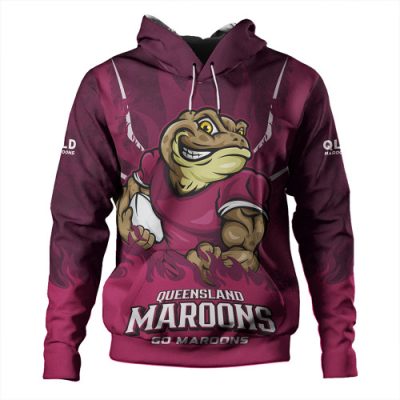 Queensland Maroons Hoodie Strong Fighting Flame Go Maroons