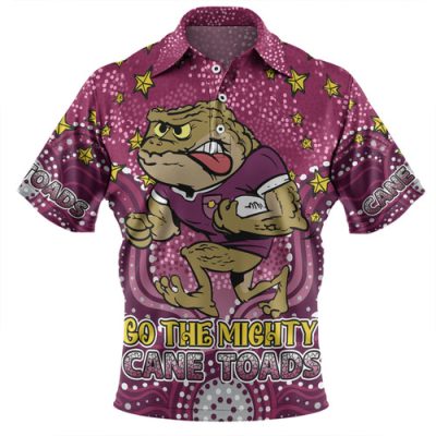 Queensland Cane Toads Custom Polo Shirt - Custom With Aboriginal Inspired Style Of Dot Painting Patterns  Polo Shirt