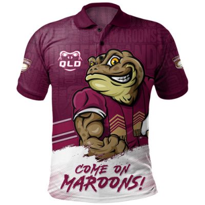 Queensland Maroons Polo Shirt QLD Maroons Word Cloud Style