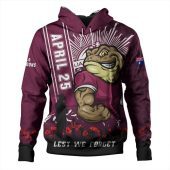 Queensland Maroons Hoodie Anzac Day Lest We Forget Strong Fighting Spirit