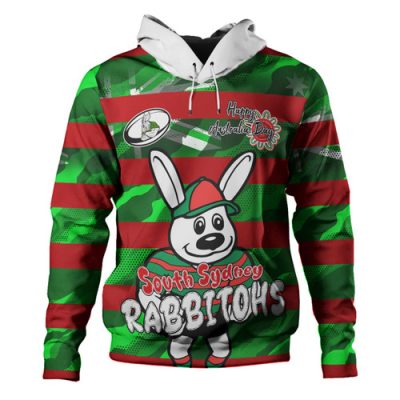 South Sydney Rabbitohs Hoodie - Happy Australia Day We Are One And Free