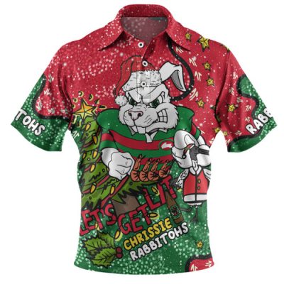 South Sydney Rabbitohs Custom Polo Shirt - Let's Get Lit Chrisse Pressie Polo Shirt