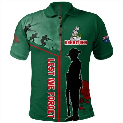 South Sydney Rabbitohs Polo Shirt - Anzac Day Lest We Forget Poppy