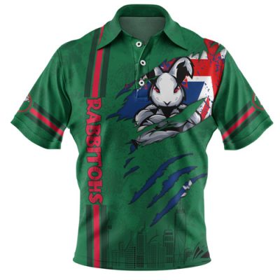 South Sydney Rabbitohs Polo Shirt - Happy Australia Day Flag Scratch Style