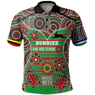 South Sydney Rabbitohs Polo Shirt - NAIDOC WEEK 2023 Indigenous Inspired For Our Elders Theme