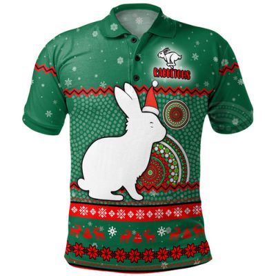 South Sydney Rabbitohs Custom Polo Shirt - Ugly Xmas And Aboriginal Patterns For Die Hard Fan Polo Shirt