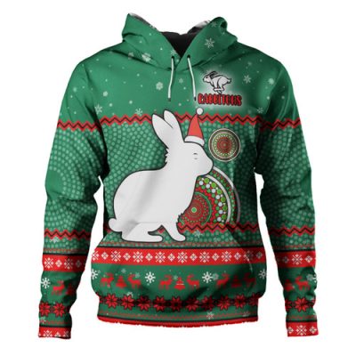 South Sydney Rabbitohs Custom Hoodie - Ugly Xmas And Aboriginal Patterns For Die Hard Fan Hoodie
