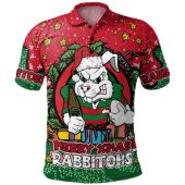 South Sydney Rabbitohs Custom Polo Shirt - Merry Christmas Our Beloved Team With Aboriginal Dot Art Pattern Polo Shirt