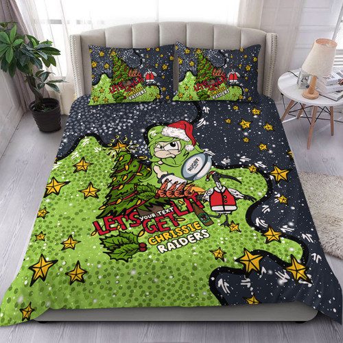 Canberra Raiders Christmas Custom Bedding Set - Let's Get Lit Chrisse Pressie Bedding Set Canberra Raiders Christmas Custom Bedding Set - Let's Get Lit Chrisse Pressie Bedding Set