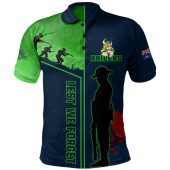 Canberra Raiders Polo Shirt - Anzac Day Lest We Forget Poppy