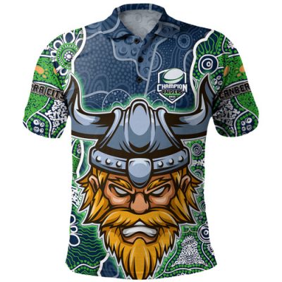 Canberra Raiders Grand Final Custom Polo Shirt - Custom Raiders Contemporary Style Of Aboriginal Painting Polo Shirt