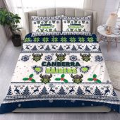 Canberra Raiders Christmas Bedding Set - Canberra Raiders Special Ugly Christmas Bedding Set