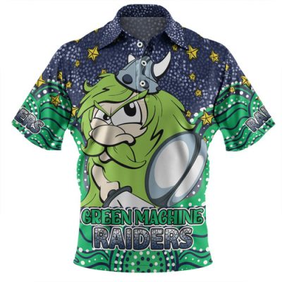 Canberra Raiders Custom Polo Shirt - Custom With Aboriginal Inspired Style Of Dot Painting Patterns  Polo Shirt