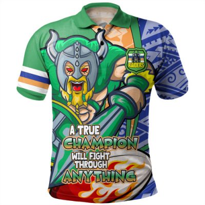 Canberra Raiders Grand Final Polo Shirt - A True Champion Will Fight Through Anything With Polynesian Patterns