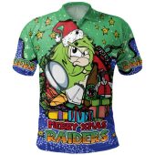 Canberra Raiders Christmas Custom Polo Shirt - Merry Christmas Our Beloved Team With Aboriginal Dot Art Pattern Polo Shirt