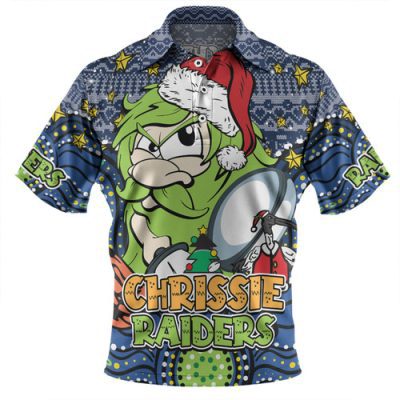 Canberra Raiders Christmas Custom Polo Shirt - Christmas Knit Patterns Vintage Jersey Ugly Polo Shirt