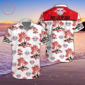 RB Leipzig Coconut Tree White Red Hawaiian Shirt