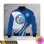 RC Strasbourg Alsace Blue White Logo Bomber Jacket