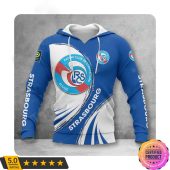 RC Strasbourg Alsace Blue White Logo Pullover Hoodie