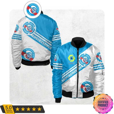 RC Strasbourg Alsace Ligue 1 Blue White Bomber Jacket