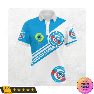 RC Strasbourg Alsace Ligue 1 Blue White Polo Shirt