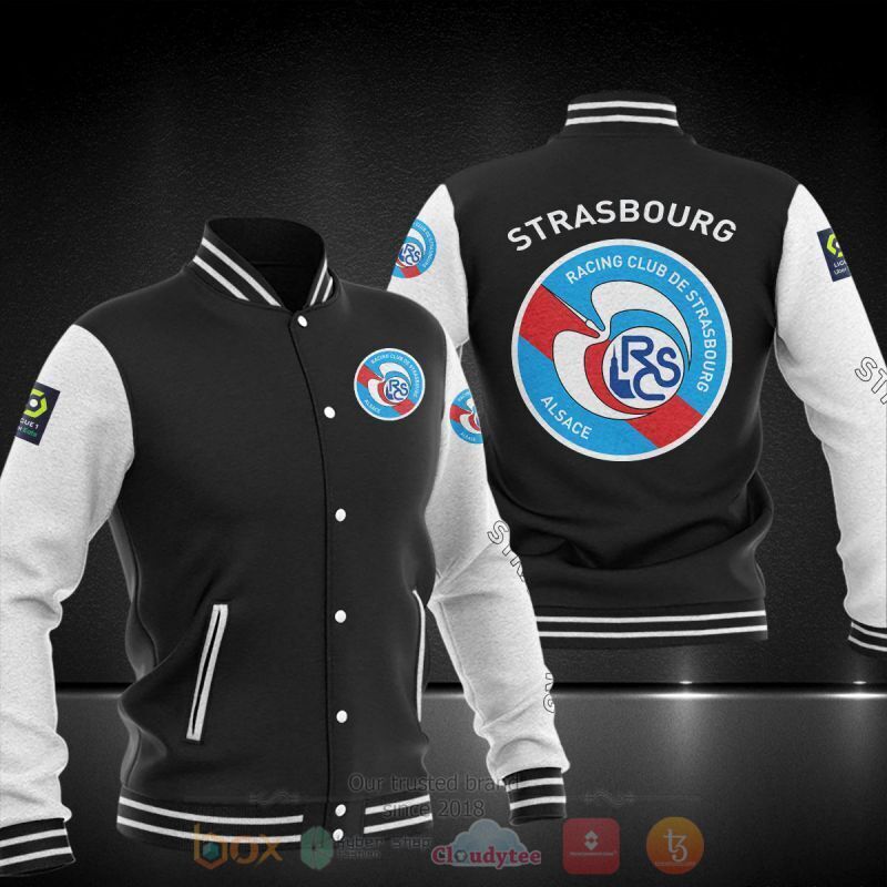 RC Strasbourg Alsace Black White Baseball Jacket RC Strasbourg Alsace Black White Baseball Jacket