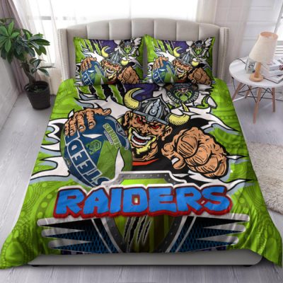 Canberra Raiders Custom Bedding Set - Indigenous Vikings Power Scratch Style