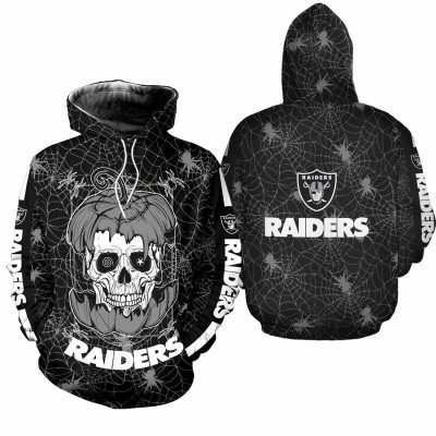 NFL Las Vegas Raiders Halloween Skull Black Pullover Hoodie