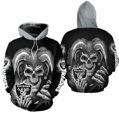 NFL Las Vegas Raiders Black Skull Demon Pullover Hoodie